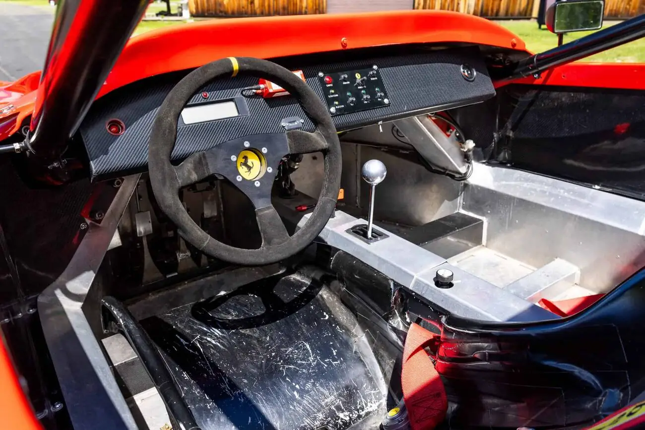 Carbon cockpit of the Nogaro MR400, wheel and pedals